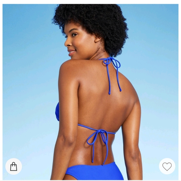 Wild Fable Blue Triangle Bikini Top Size Medium NWT - Picture 3 of 3